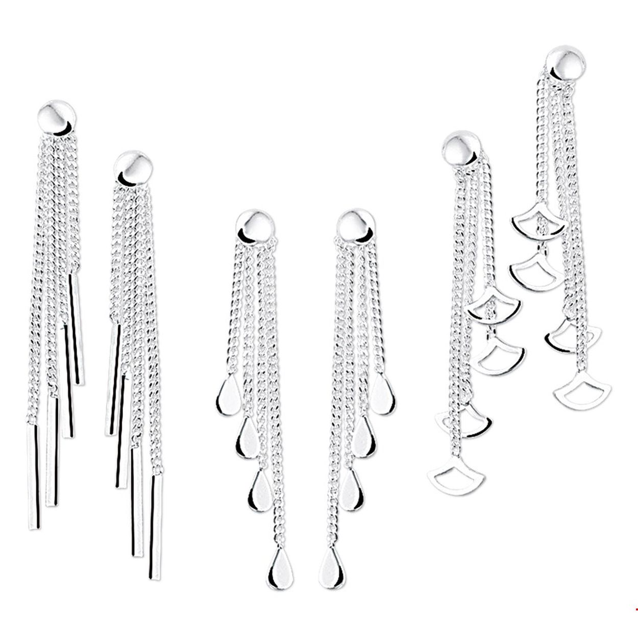 Beschrijving: Assortiment van verschillende zilveren oorhangers met een poli afwerking. 
Doelgroep: dames