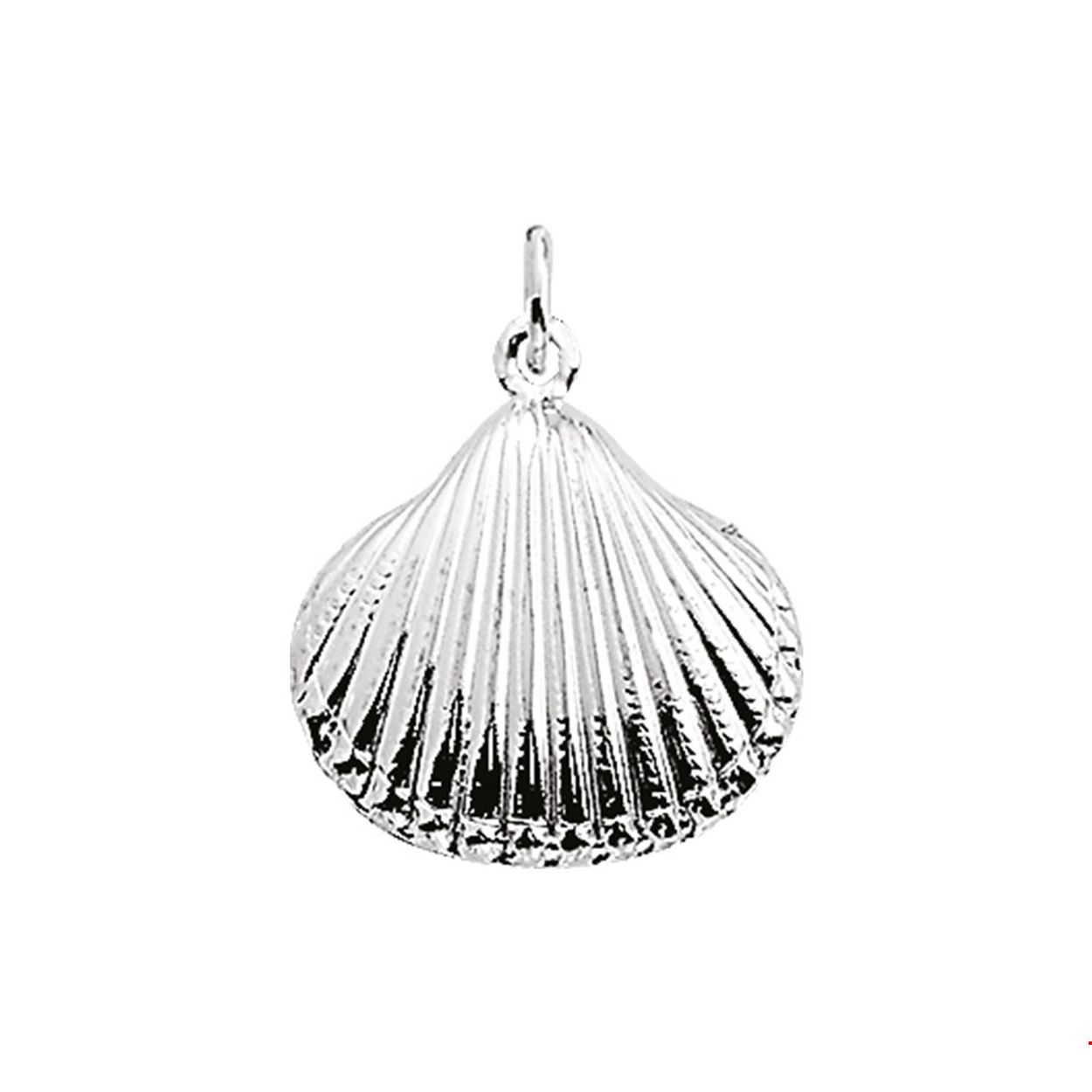 Beschrijving: Trendy zilveren schelp hanger uitgevoerd met een stevig hangoog en een poli afwerking. 
Doelgroep: kinderen
Breedte: 16.5 mm
Hoogte: 18.3 mm