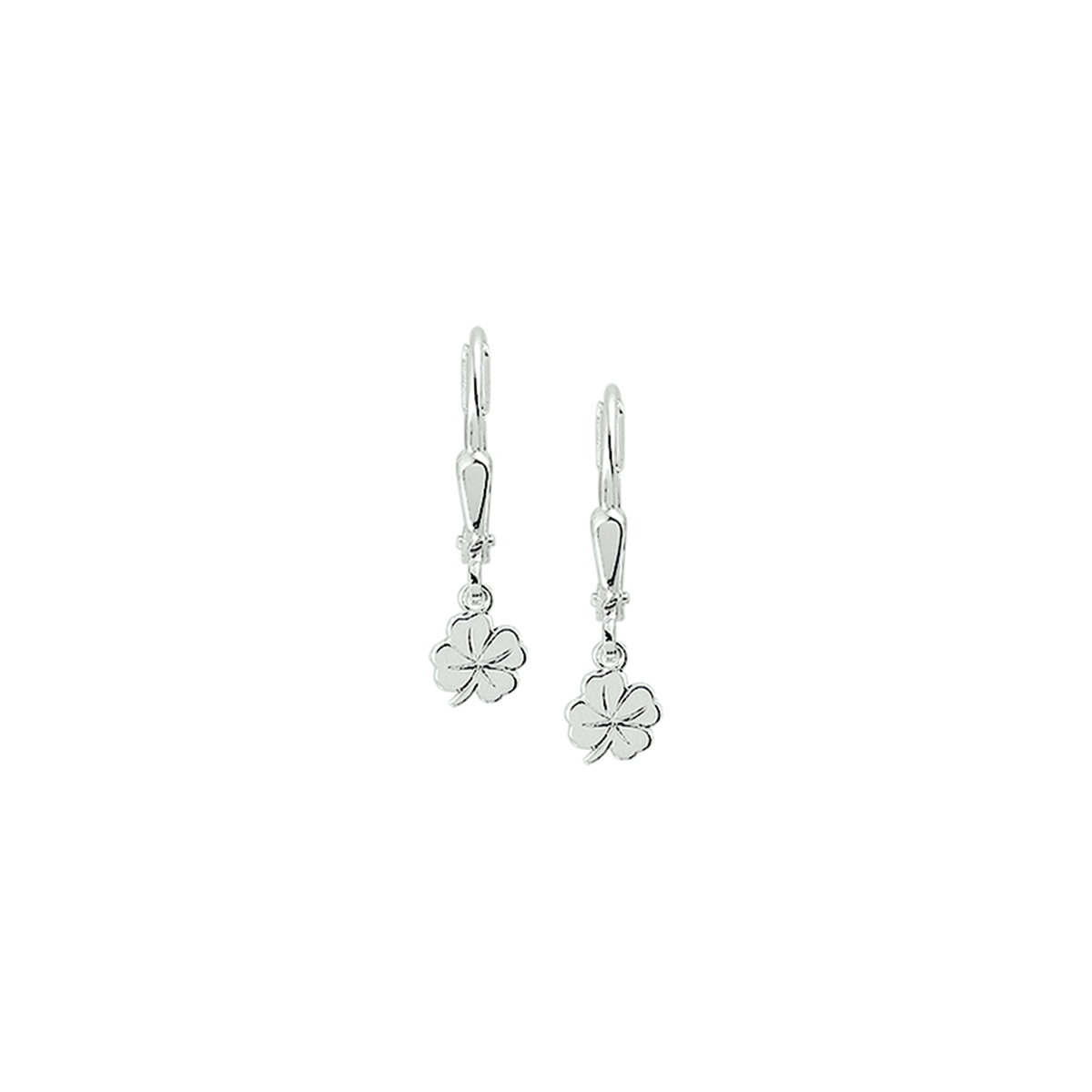 Zilveren oorhangers met een klaver. 
Breedte: 5.5 mm
Hoogte: 25 mm
