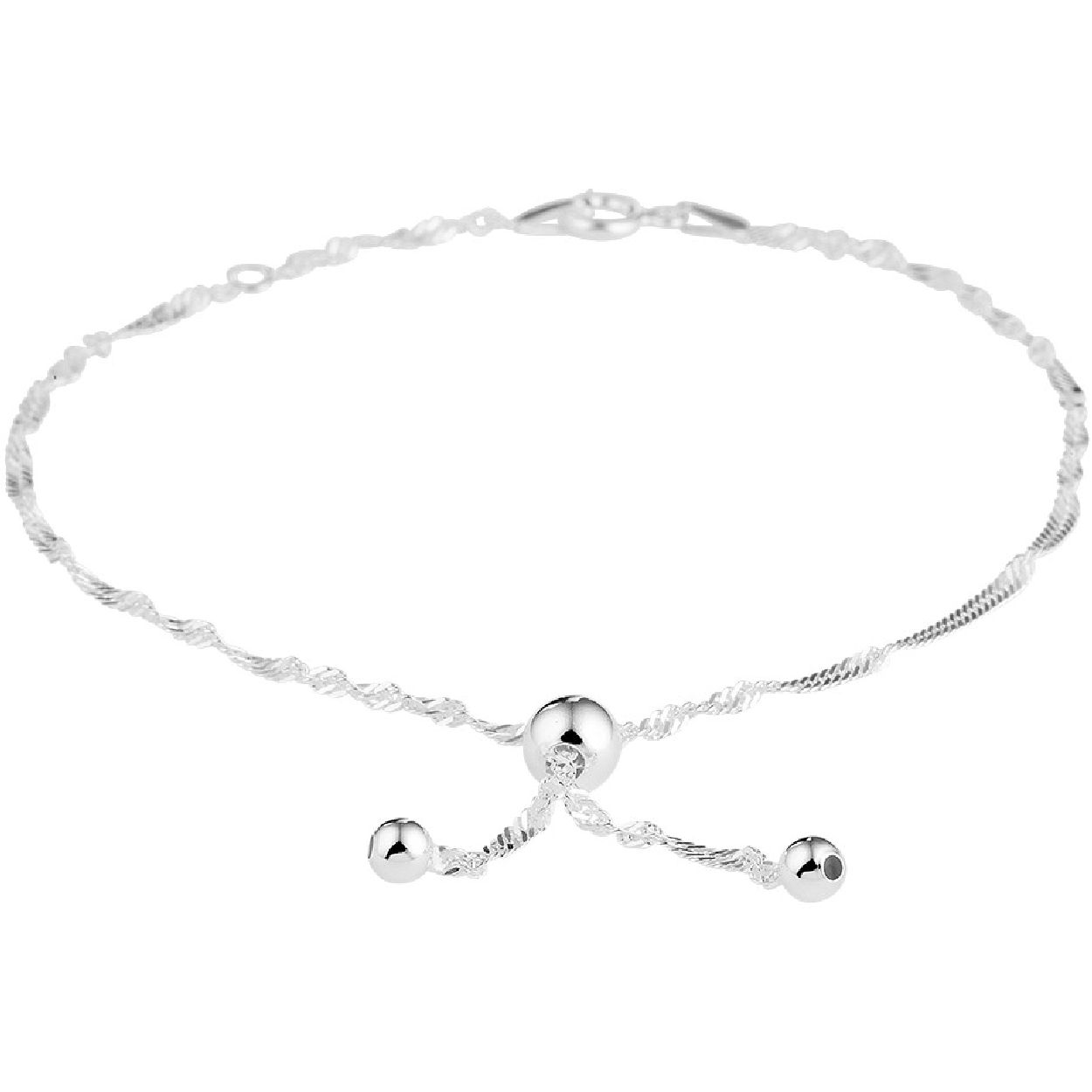 Dit enkelbandje is gemaakt van zilver en ze zijn zilverkleurig. Het is een sieraad voor dames.