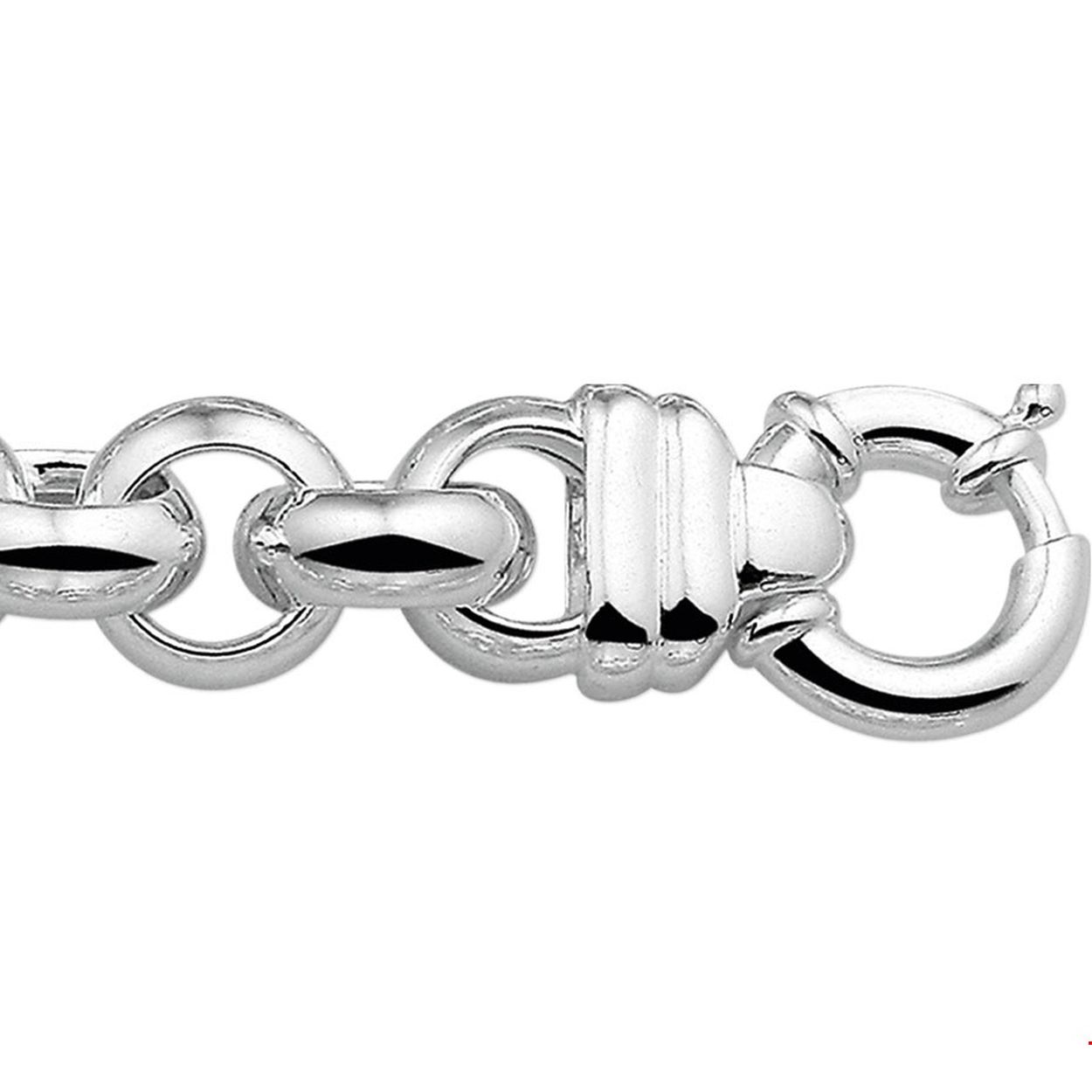  Zilveren armband met jasseron schakel. 
Doelgroep: dames
Breedte: 14 mm
Langste lengte: 20.5 mm