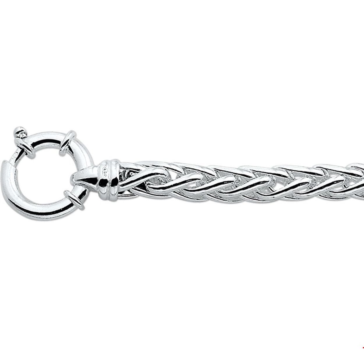 Zilveren armband met vossestaart schakel.

Gender: dames
Breedte: 6.5 mm
Langste lengte: 20 mm