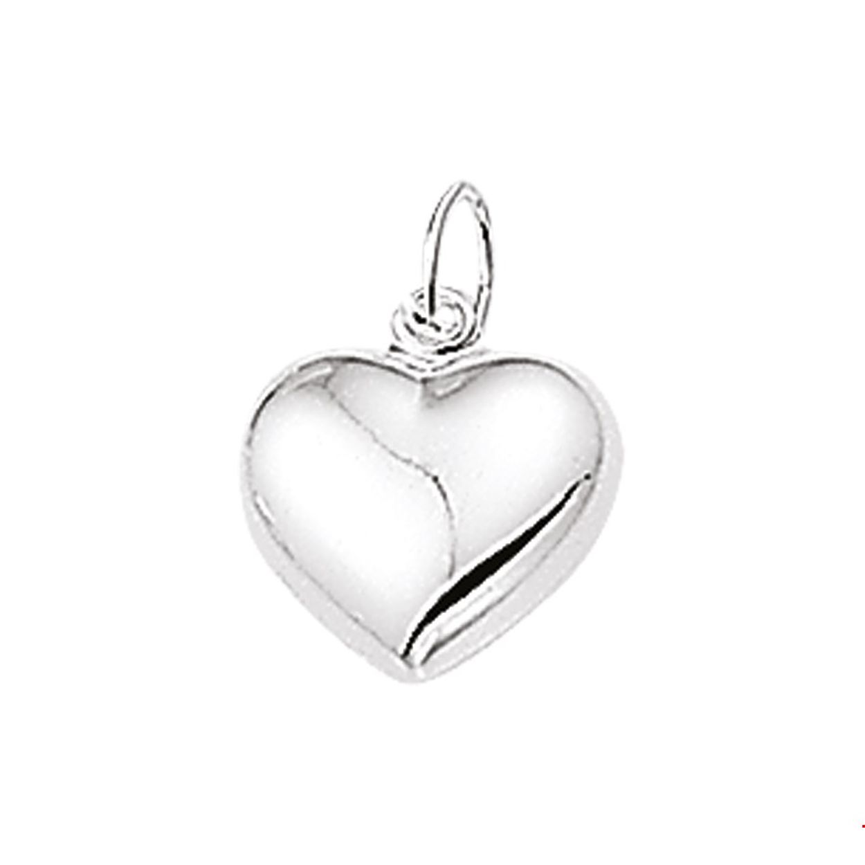 Zilveren hanger met een hart. 
Breedte: 10.5 mm
Hoogte: 10 mm