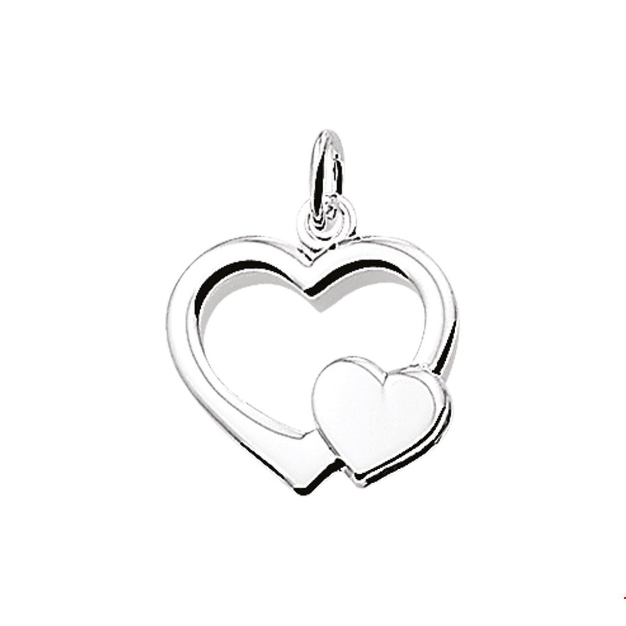 Zilveren hanger met harten.
Breedte: 17.5 mm
Hoogte: 16.5 mm