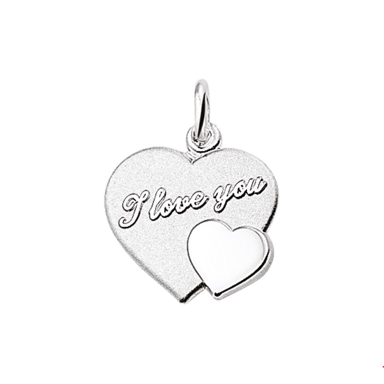 Zilveren hanger met een hart en de tekst I love you.
Doelgroep: dames
Breedte: 17.5 mm
Hoogte: 16.5 mm
