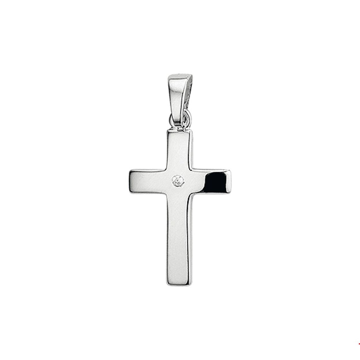 Beschrijving: Zilveren hanger met een kruis en zirkonia. 
Doelgroep: dames
Breedte: 12 mm
Hoogte: 21 mm
Zetting: solitaire