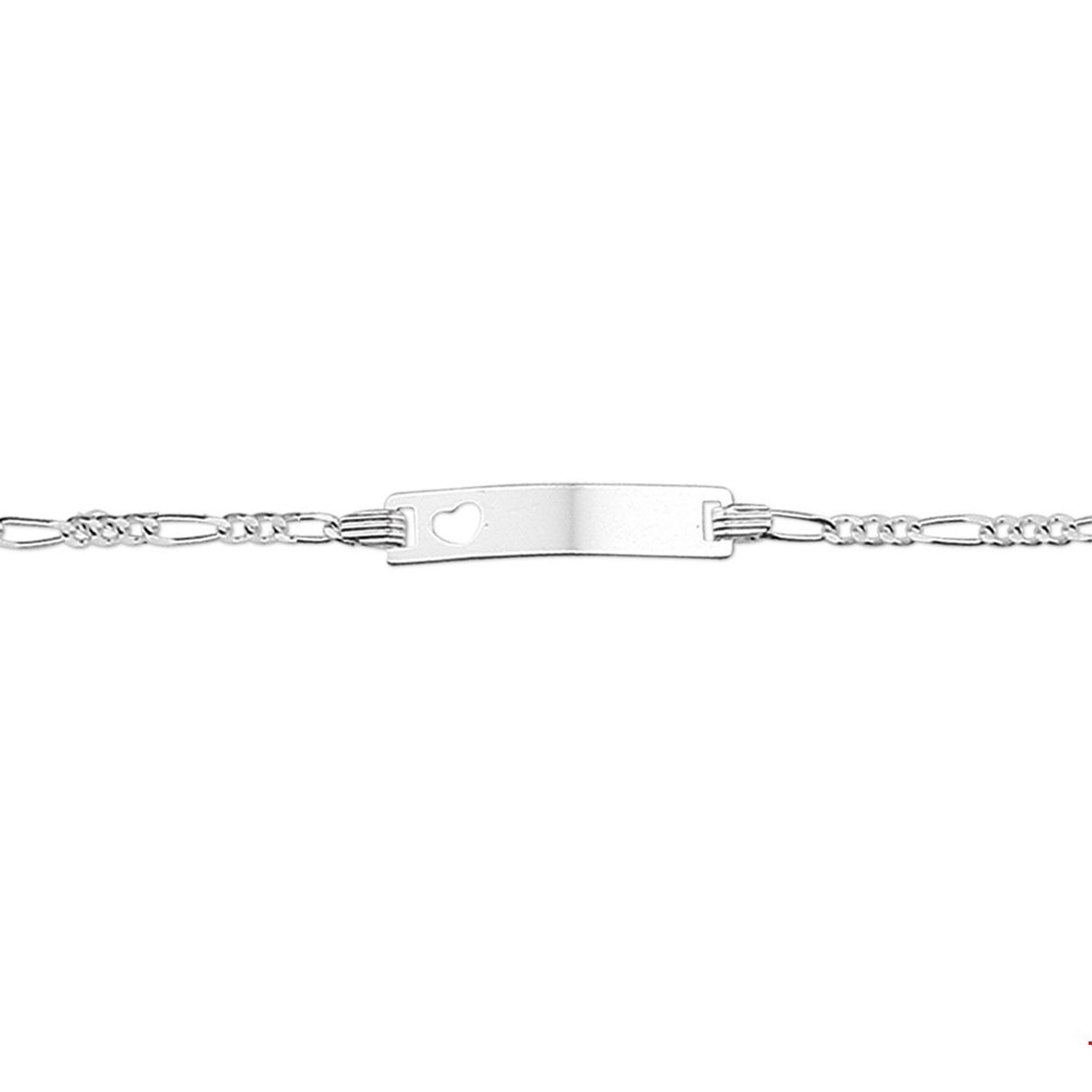 Beschrijving: Zilveren graveerarmband met een gestanst hartje. De lengte bedraagt 9cm met 2cm extensie. De breedte van de graveerplaat bedraagt 4.2mm.
Uniekenummer serie: 27633
Doelgroep: kinderen
Breedte: 4.2 mm
Kortste lengte: 9 cm
Langste lengte: 11 cm