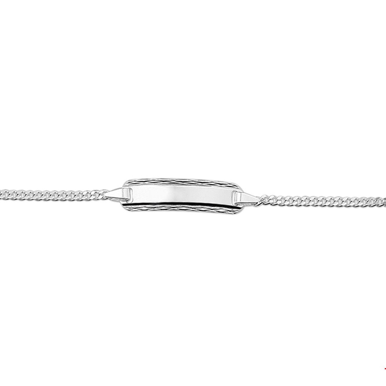Beschrijving: Zilveren graveerarmband. De lengte bedraagt 9cm met 2cm extensie. De breedte van de graveerplaat bedraagt 5mm.
Breedte: 5 mm
Kortste lengte: 9 cm
Langste lengte: 11 cm