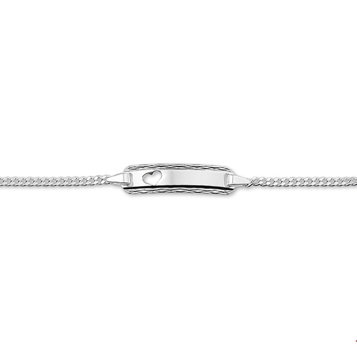 Beschrijving: Zilveren graveerarmband met een gestanst hartje. De lengte bedraagt 9cm met 2cm extensie. De breedte van de graveerplaat bedraagt 5mm.
Uniekenummer serie: 27627
Doelgroep: kinderen
Breedte: 5 mm
Kortste lengte: 9 mm
Langste lengte: 11 mm