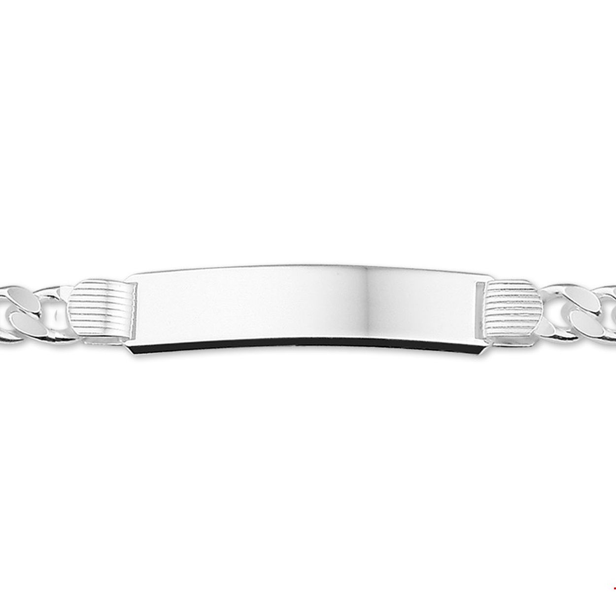 Zilveren graveerarmband. De lengte bedraagt 21cm en de breedte van de graveerplaat bedraagt 10mm. 
Doelgroep: heren
Breedte: 10 mm
Langste lengte: 21 mm