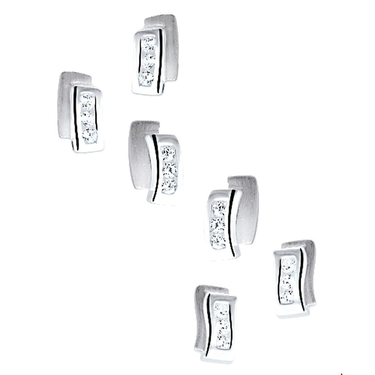 Assortiment van verschillende zilveren oorknoppen met zirkonia en een poli/matte afwerking. Prijs per stuk