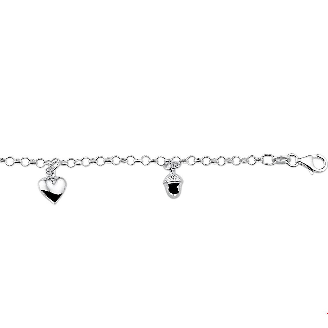 Beschrijving: Zilveren armband met diverse bedels. 
Doelgroep: kinderen
Langste lengte: 17 mm
