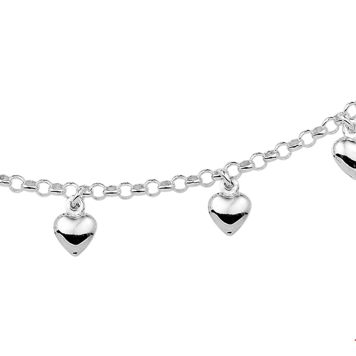Beschrijving: Zilveren collier met 5 hartjes. 
Verpakt per: 1
Doelgroep: kinderen
Langste lengte: 42 mm
