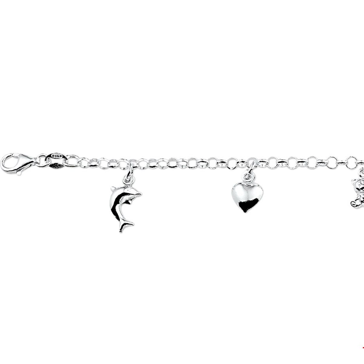 Beschrijving: Zilveren armband met 5 bedels.
Doelgroep: kinderen
Langste lengte: 15 cm