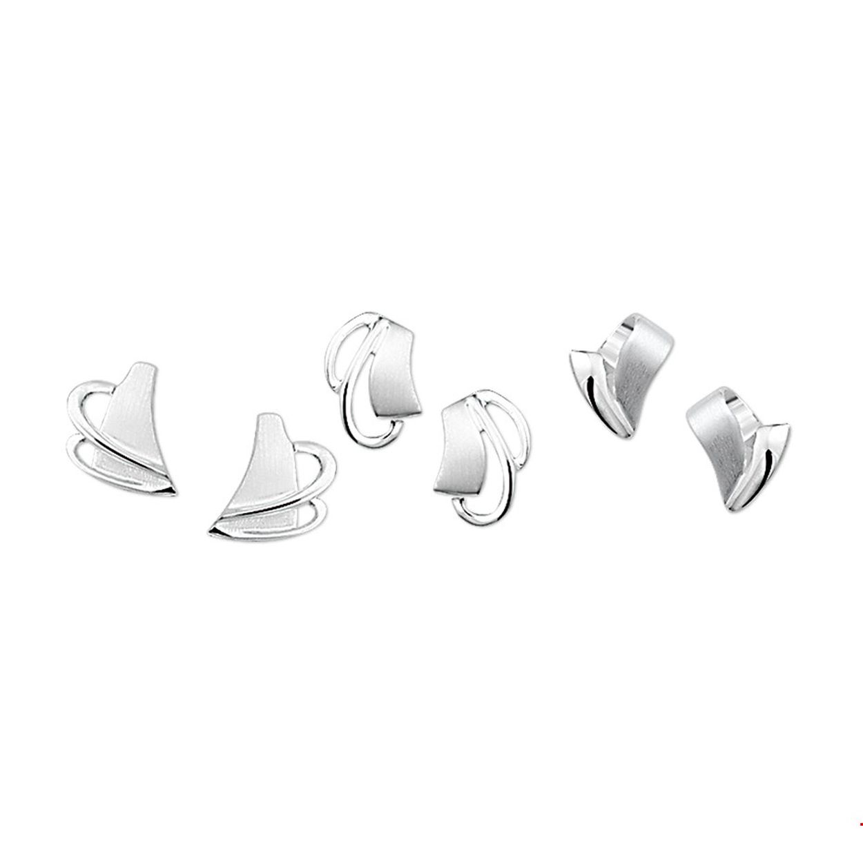 Assortiment van verschillende zilveren oorknoppen met een poli/matte afwerking. Prijs per paar