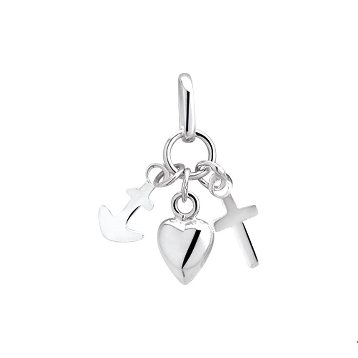 Beschrijving: Zilveren hanger met geloof, hoop en liefde bedels. 
Doelgroep: unisex
Breedte: 16 mm