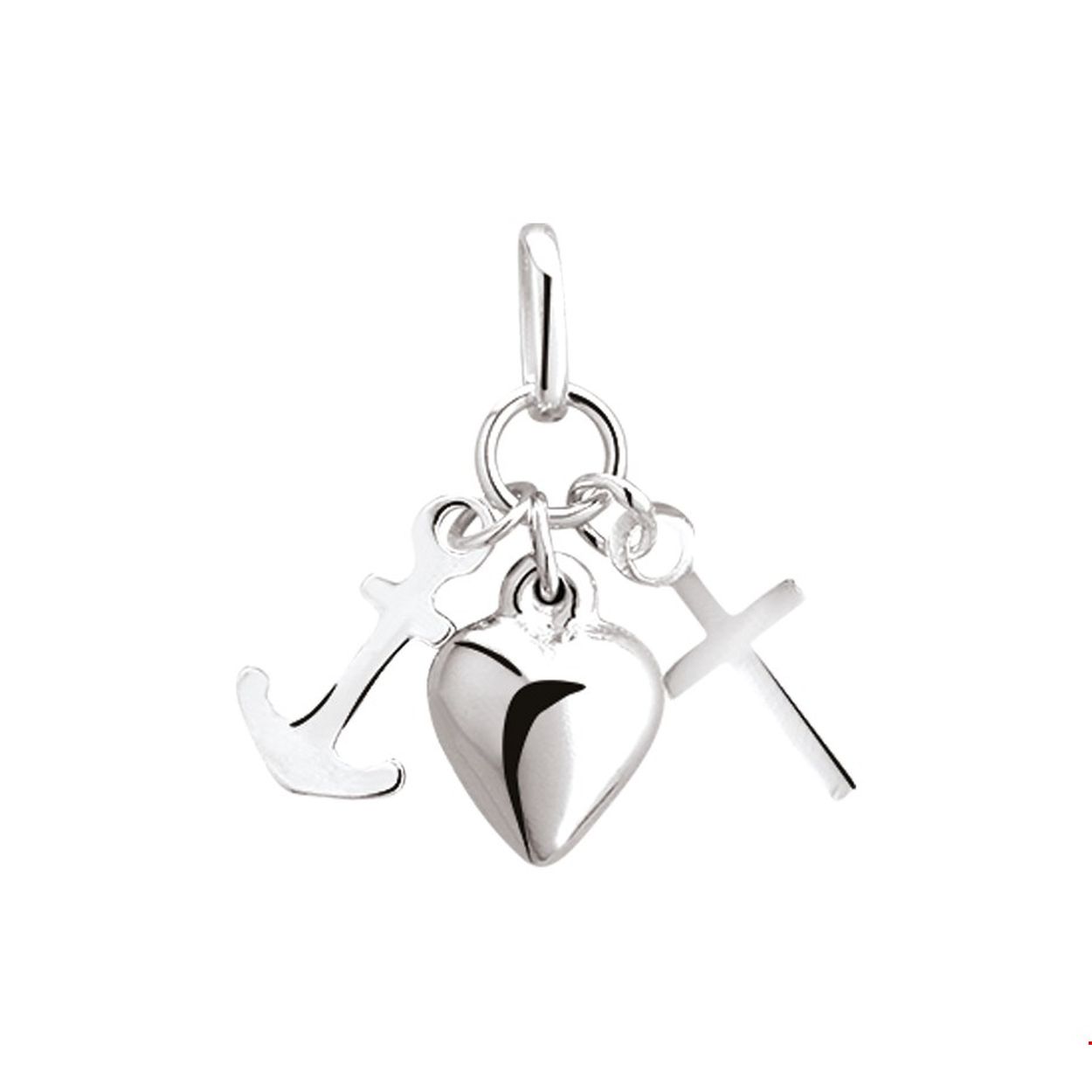 Beschrijving: Zilveren hanger met geloof hoop en liefde bedels. 
Doelgroep: unisex
Breedte: 25 mm