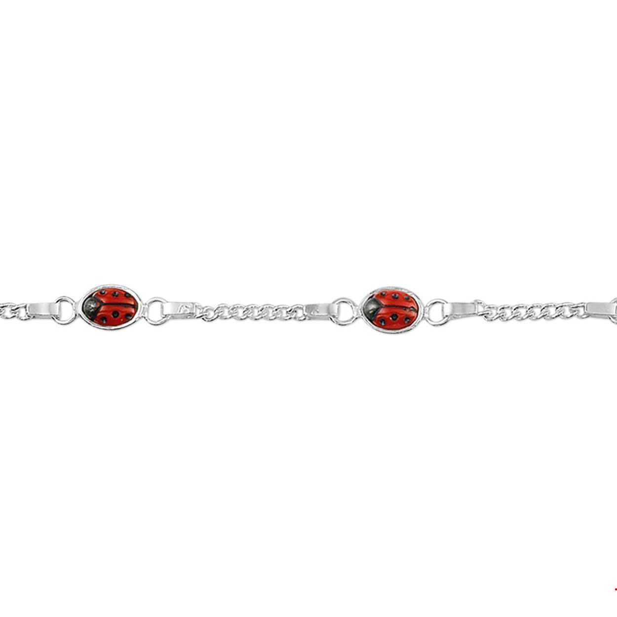 Beschrijving: Zilveren armband met lieveheersbeestjes. De lengte bedraagt 9cm met 2cm extensie.
Uniekenummer serie: 26397
Doelgroep: kinderen
Kortste lengte: 9 mm
Langste lengte: 11 mm