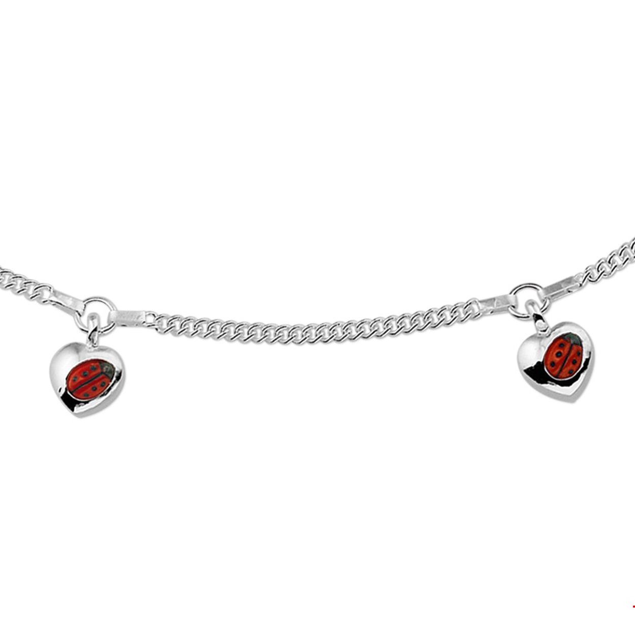 Beschrijving: Zilveren collier met hartjes en lieveheersbeestjes. De lengte van het collier bedraagt 36cm met 2cm extensie. 
Verpakt per: 1
Doelgroep: kinderen
Kortste lengte: 36 mm
Langste lengte: 38 mm