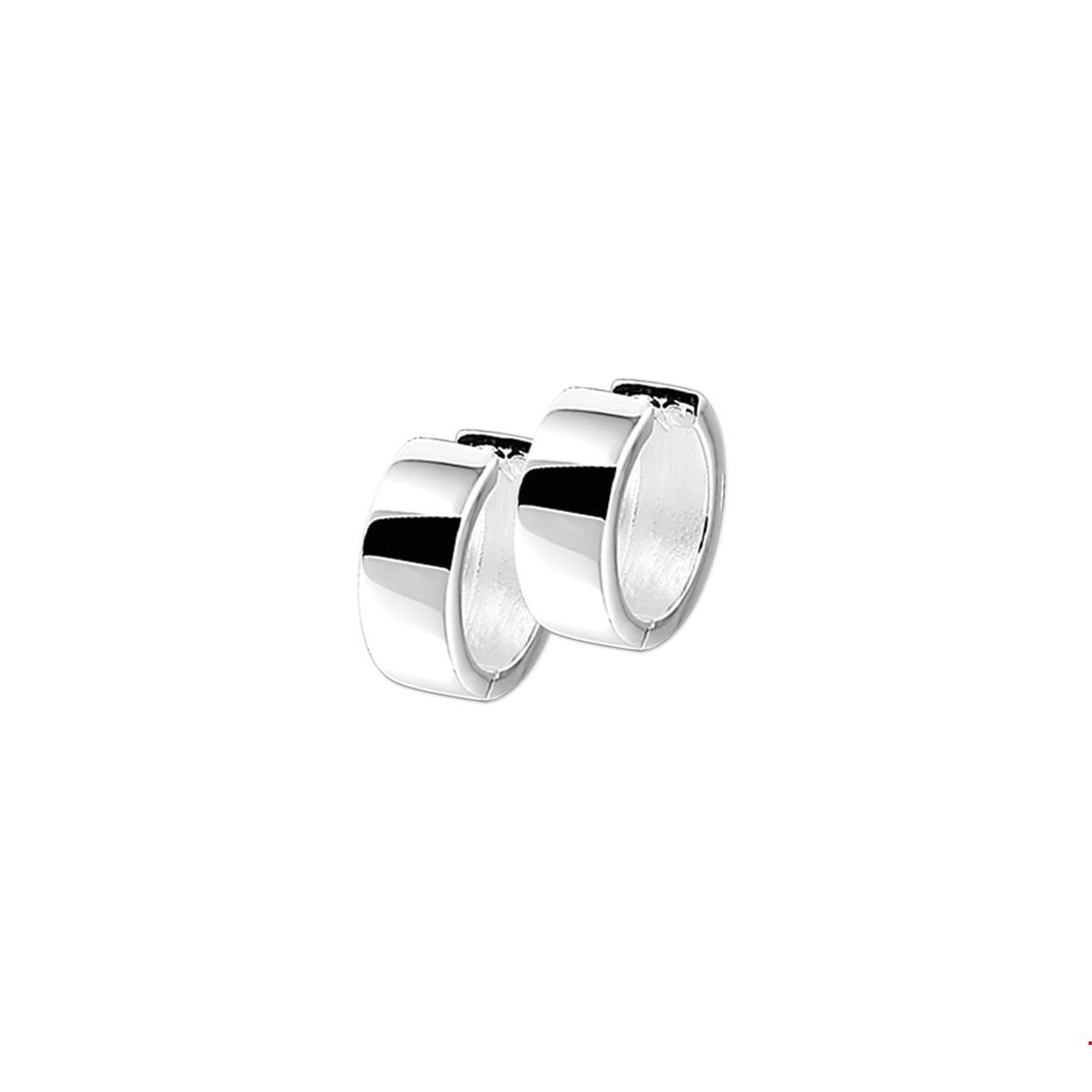 Zilveren klapcreolen met een vlakke buis en een poli afwerking.

Gender: dames
Breedte: 6 mm