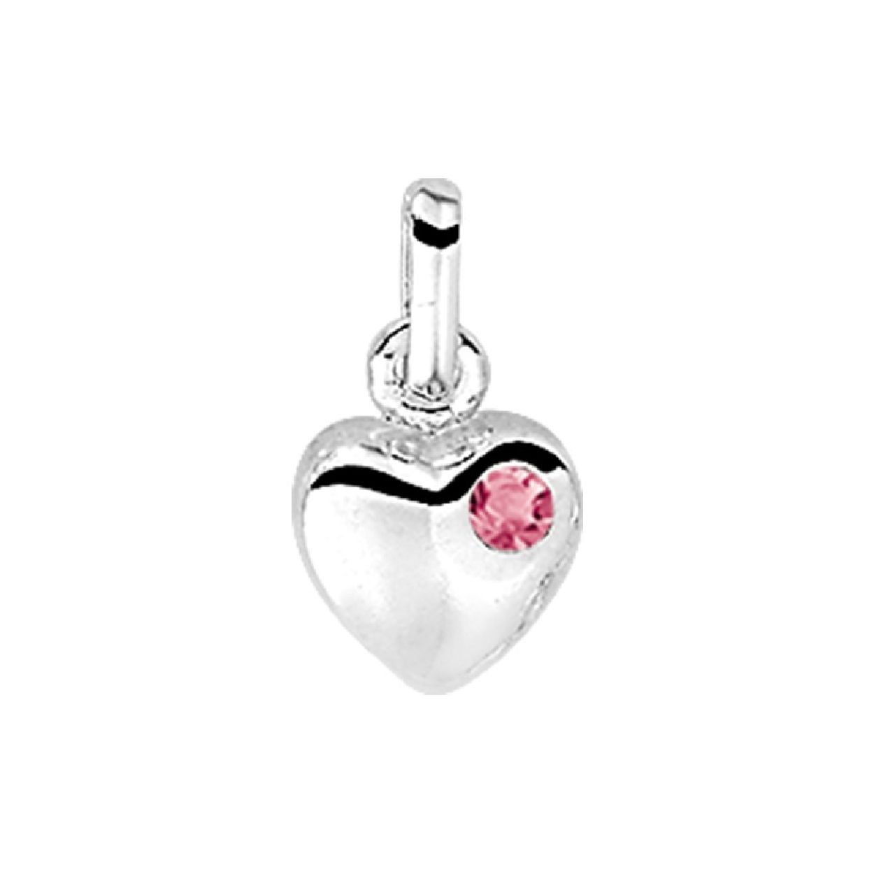 De hanger is gemaakt van zilver met een roze zirkonia. 
Het is een sieraad voor kinderen.