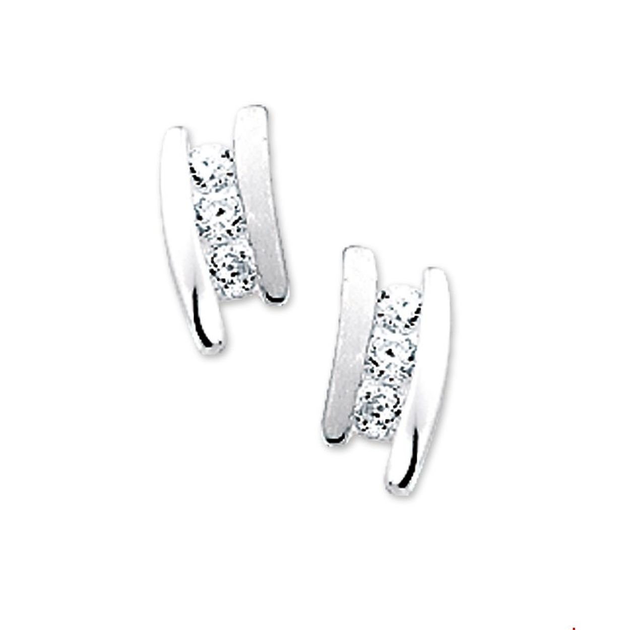 Beschrijving: Zilveren oorknoppen met zirkonia en een poli/matte afwerking. 
Verpakt per: 1
Doelgroep: dames
Breedte: 4.5 mm
Hoogte: 9 mm
Zetting: entourage (rijzetting)