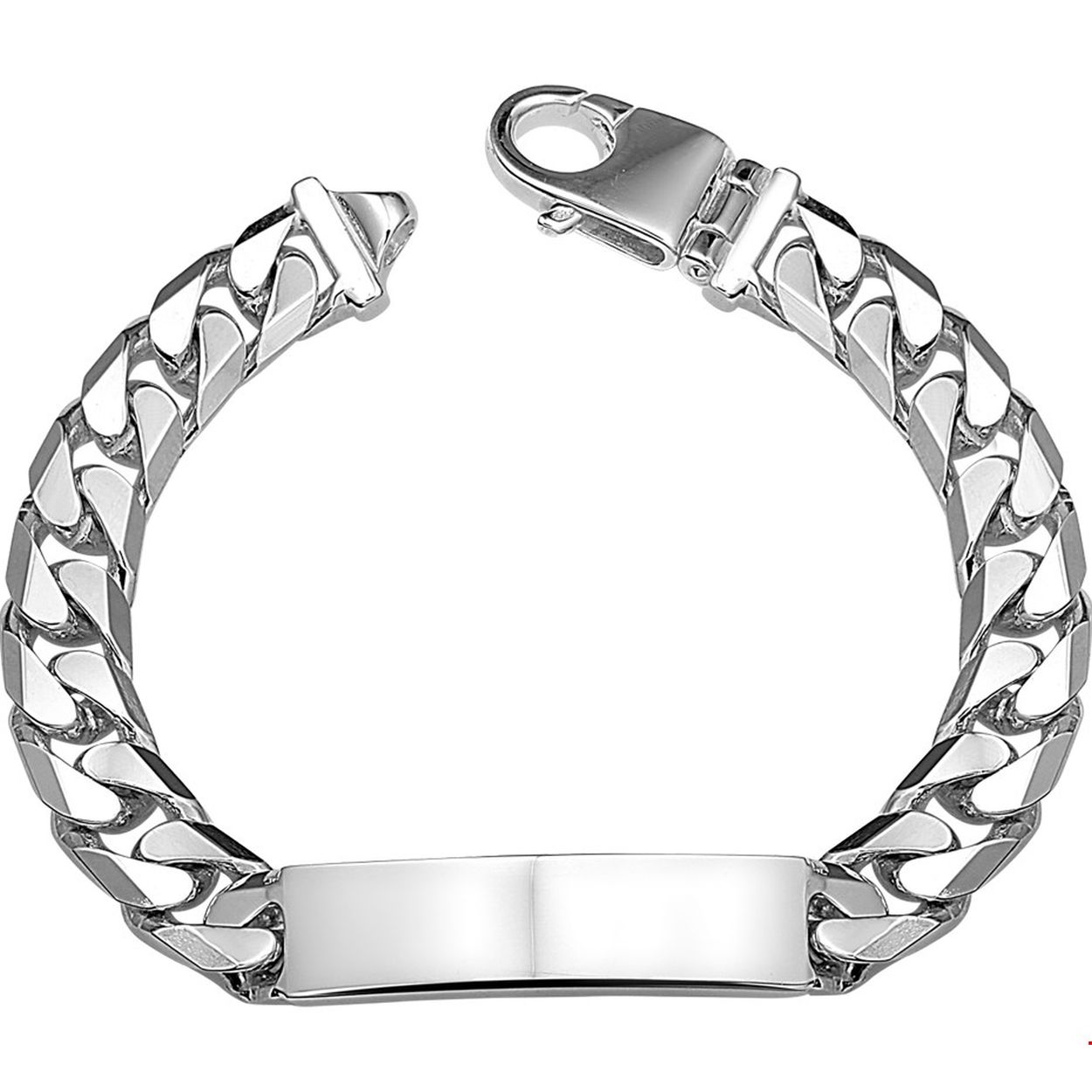 Beschrijving: Zilveren graveerarmband. De lengte bedraagt 22cm en de breedte van de graveerplaat bedraagt 10.9mm. 
Uniekenummer serie: 26999
Verpakt per: 1
Doelgroep: heren
Breedte: 11 mm
Langste lengte: 22 mm