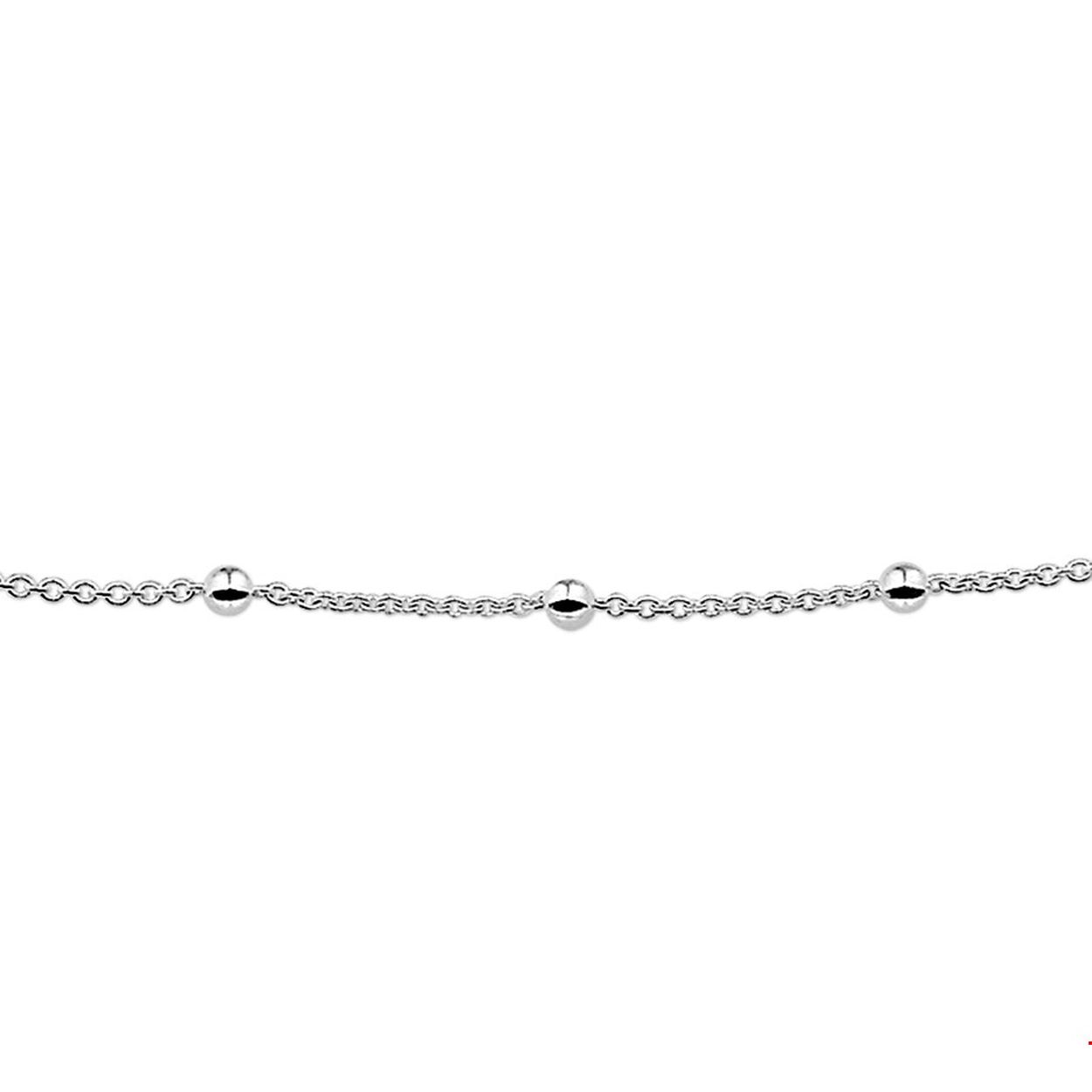 Zilveren collier met bolletjes.

Gender: dames
Breedte: 3 mm
Langste lengte: 45 mm