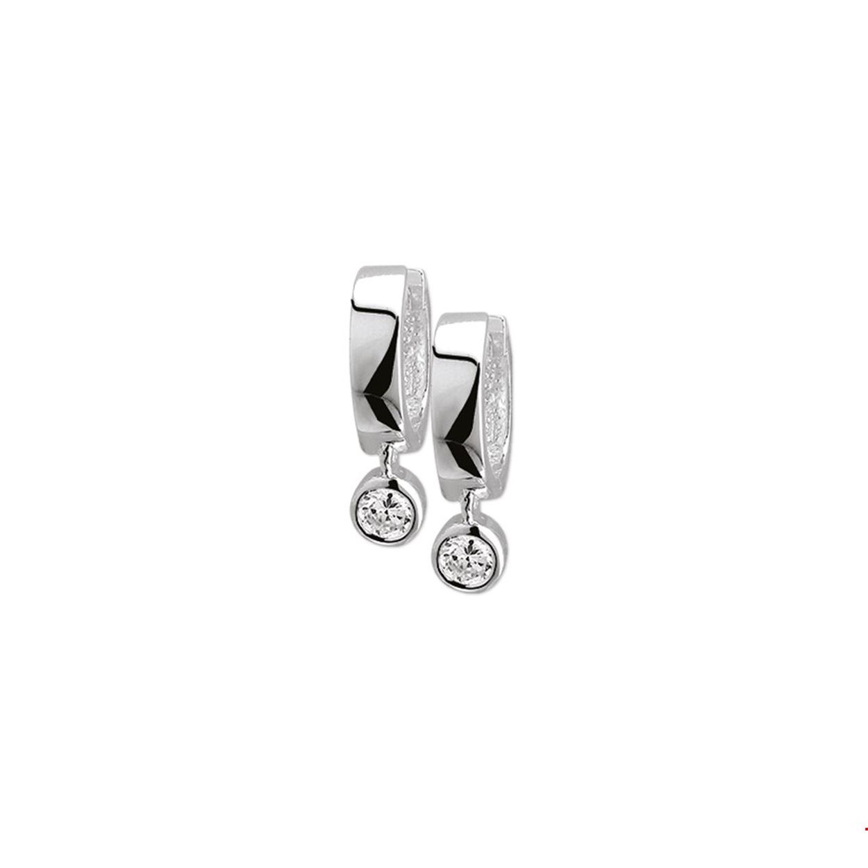 Zilver klapcreool met zirconoia