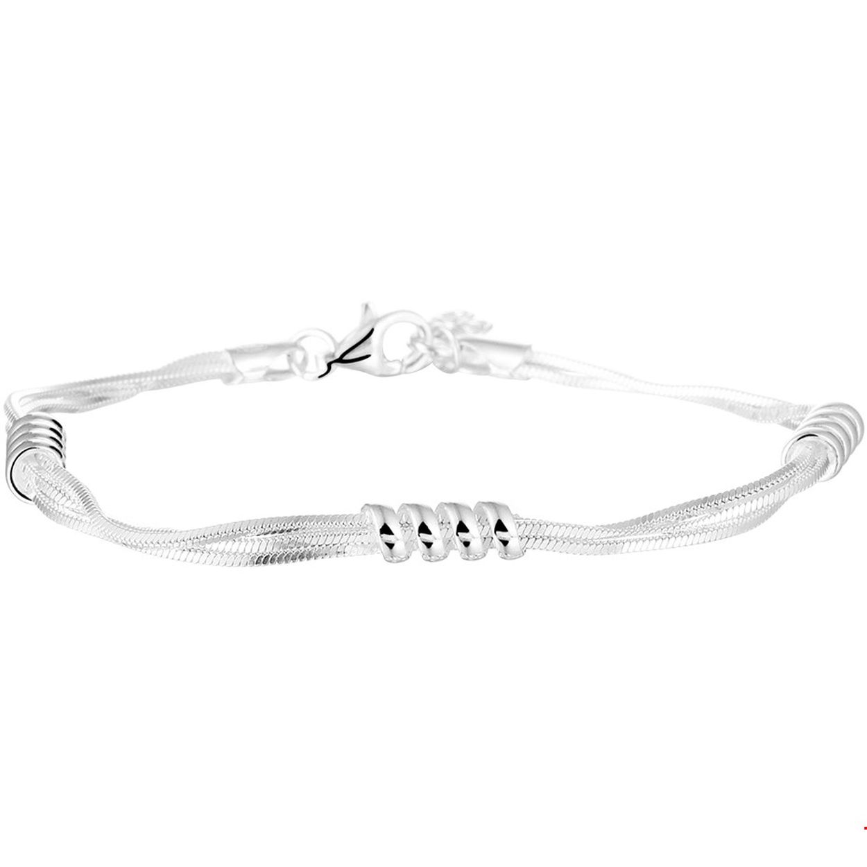 Zilveren armband met knoopjes.
Breedte: 1.2 mm
Kortste lengte: 18 mm
Langste lengte: 20 mm