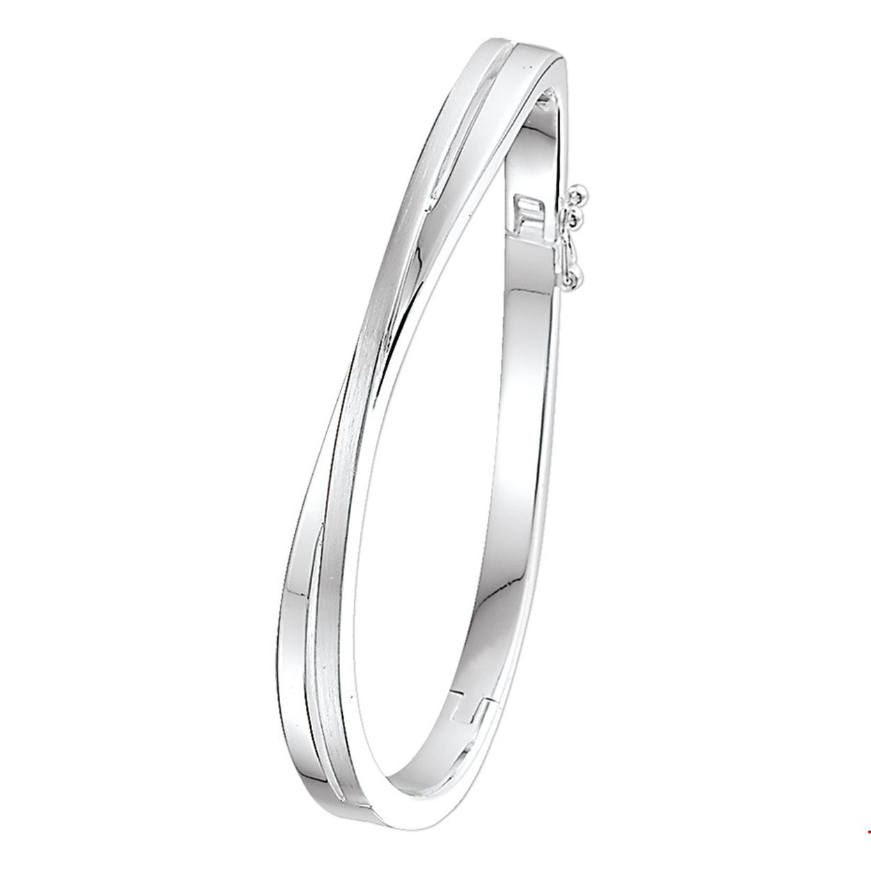 Beschrijving: Zilveren slavenarmband met een poli/matte afwerking en een scharnier-sluiting. 
Verpakt per: 1
Doelgroep: dames
Breedte: 6.5 mm