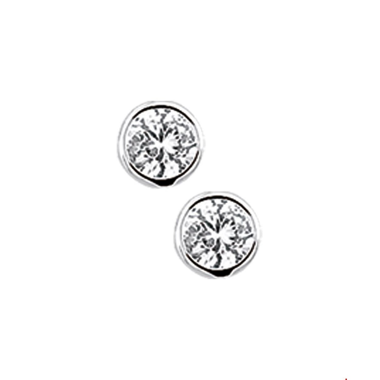 Zilveren oorknoppen met zirkonia 4mm rond