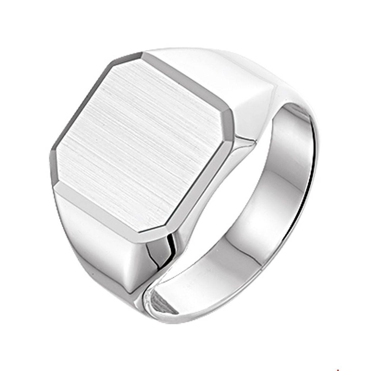 Beschrijving: Zilveren graveerring met een matte en gediamanteerde afwerking. 
Uniekenummer serie: 26367
Verpakt per: 1
Doelgroep: jongens
Ringmaat: 19.75 mm (62)
Breedte: 13.5 mm
Hoogte: 14.5 mm