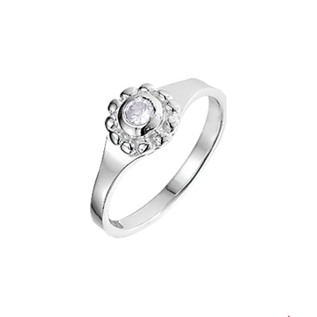 Gender: kinderen
Ringmaat: 14.50 mm (46)
Zetting: solitaire (kastzetting)