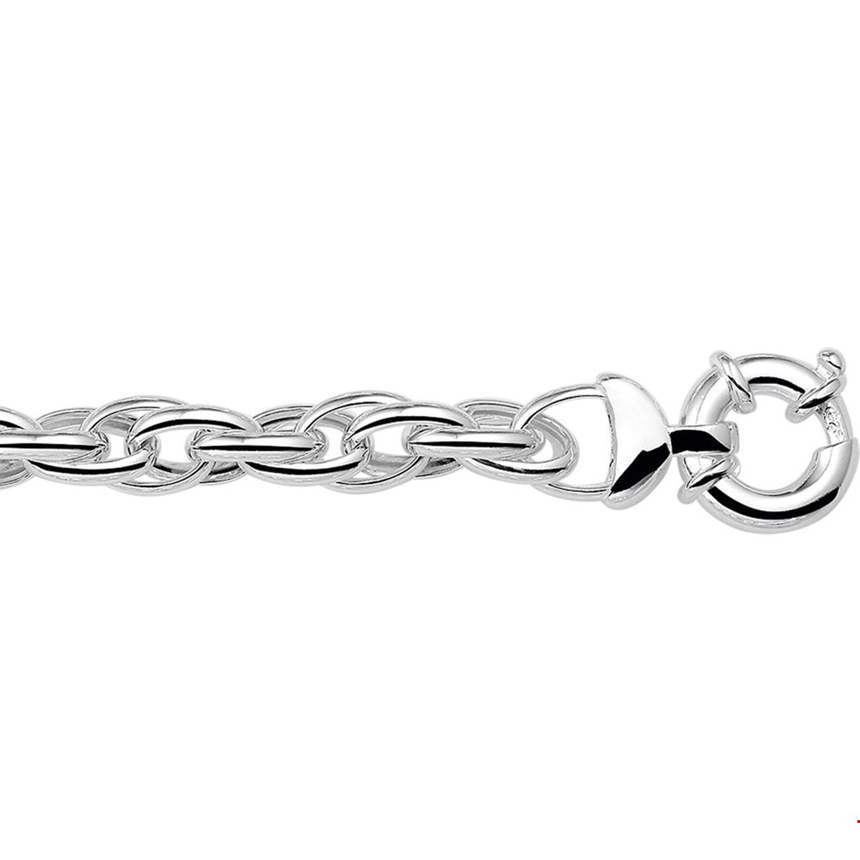 Zilveren armband met ronde draadschakel. 
Uniekenummer serie: 31089
Doelgroep: dames
Breedte: 10 mm
Langste lengte: 20 cm