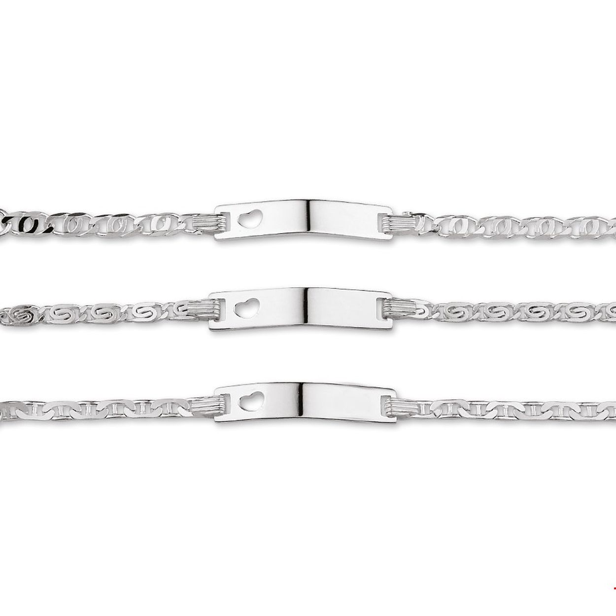 Beschrijving: Assortiment van zilveren graveerarmbanden met een gestanst hartje. De lengte bedraagt 9cm met 2cm extensie. De breedte van de graveerplaat bedraagt 4.2mm.
Doelgroep: kinderen
Breedte: 4.2 mm
Kortste lengte: 9 mm
Langste lengte: 11 mm