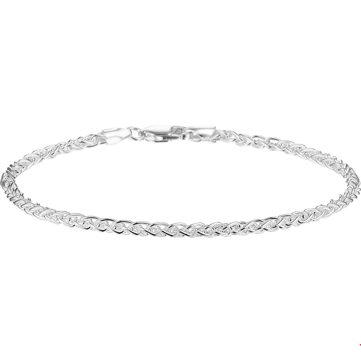 Beschrijving: Zilveren armband met vossestaart schakel. 
Doelgroep: dames
Breedte: 2.5 mm
Langste lengte: 19 mm