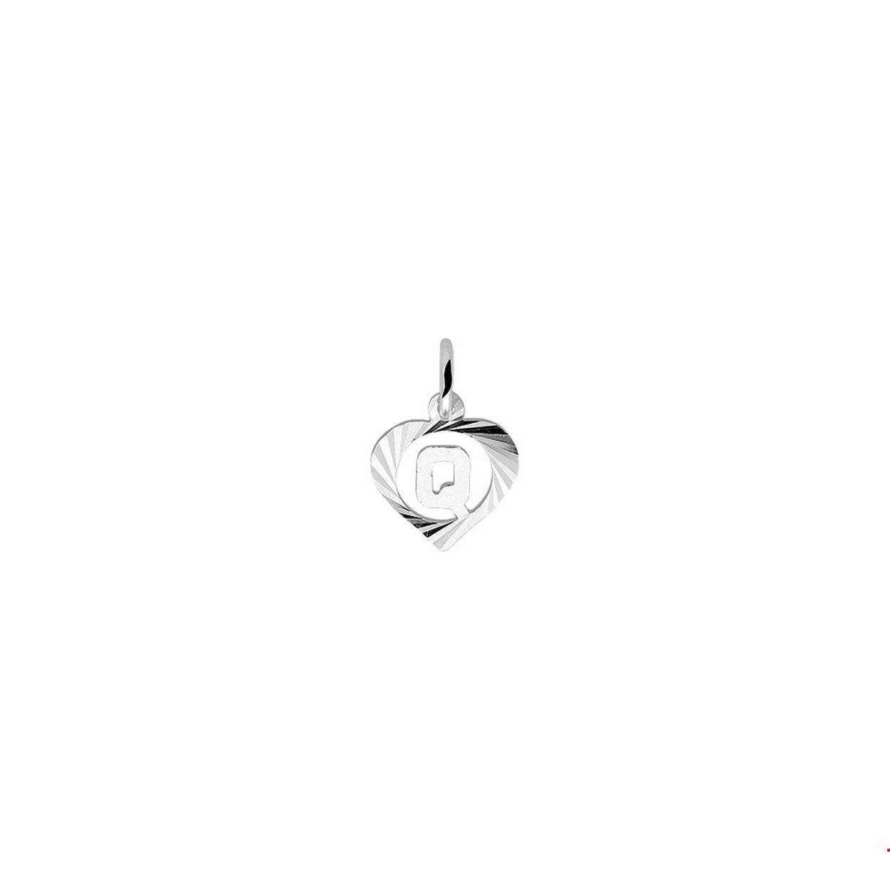 Zilveren hart hanger letter Q met een hoogte van 10.5mm en een breedte van 11mm.

Gender: unisex