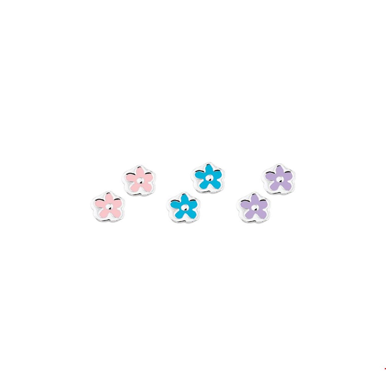 Beschrijving: Assortiment van oorknoppen met bloemen van gekleurd emaille. 
Doelgroep: kinderen
Breedte: 5 mm
Hoogte: 5 mm
