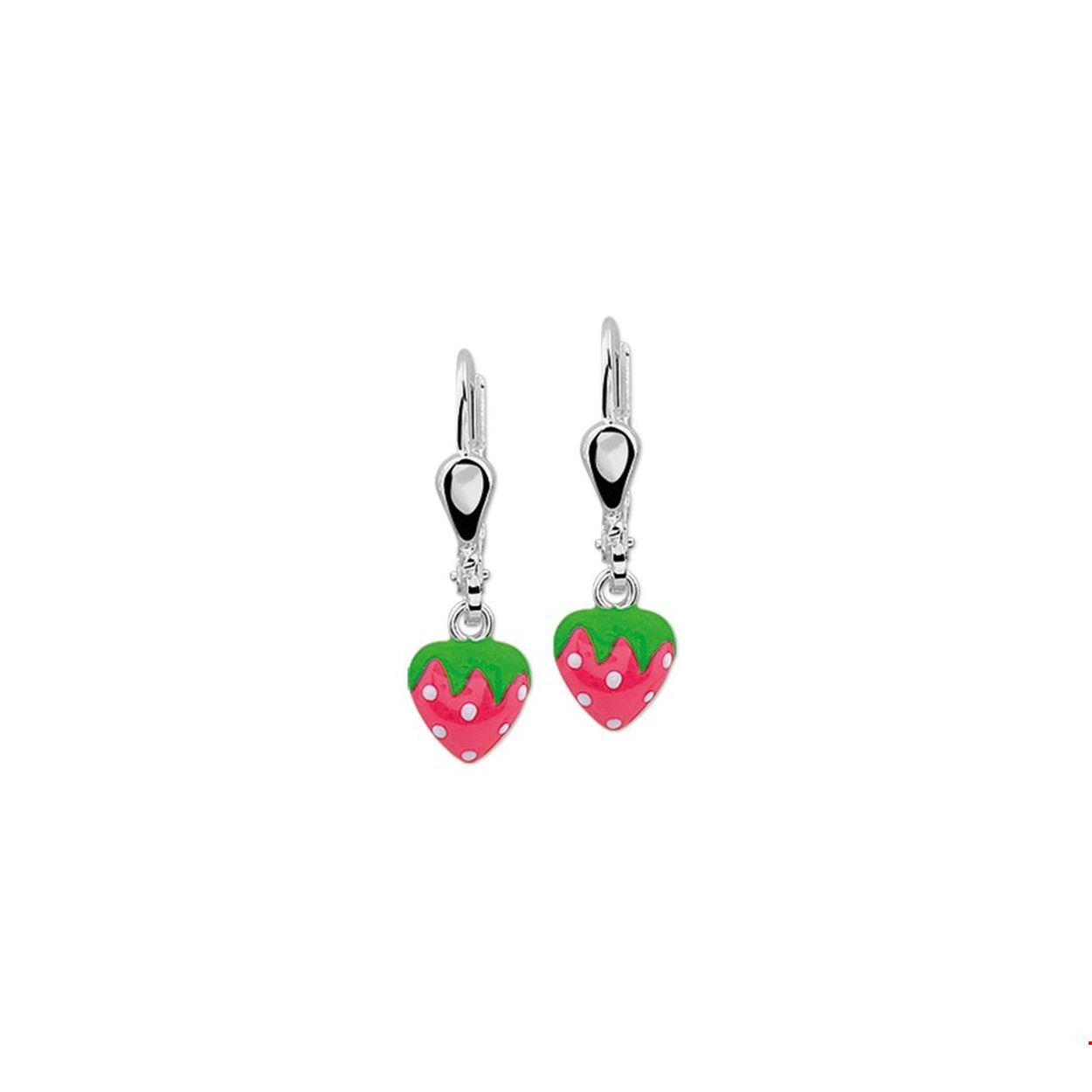 Beschrijving: Zilveren oorhangers met een aardbei van emaille.
Doelgroep: kinderen
Breedte: 6.5 mm
Hoogte: 8.5 mm