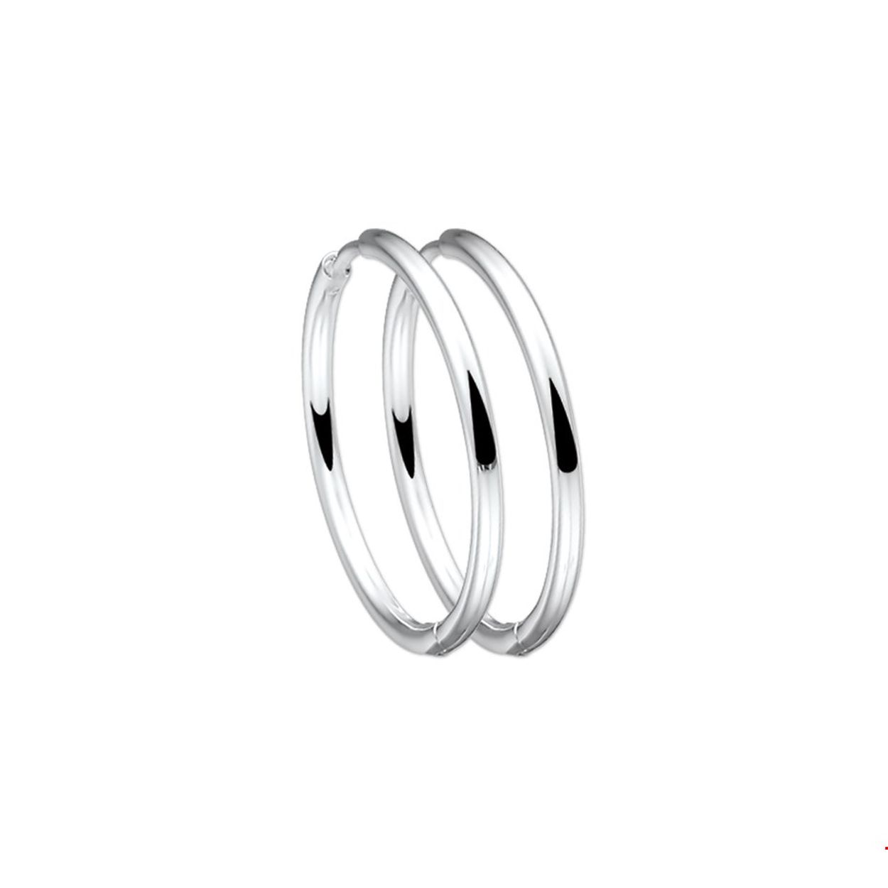 Zilveren klapcreolen met een ronde buis en een poli afwerking.

Gender: dames
Breedte: 2 mm