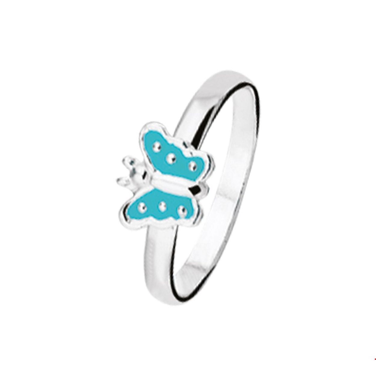 Beschrijving: Schattige zilveren kinderring van 5.9mm breed uitgevoerd met een emaille blauwe vlinder. 
Uniekenummer serie: 39223
Verpakt per: 1
Doelgroep: kinderen
Ringmaat: 14.00 mm (44)
Breedte: 5.9 mm