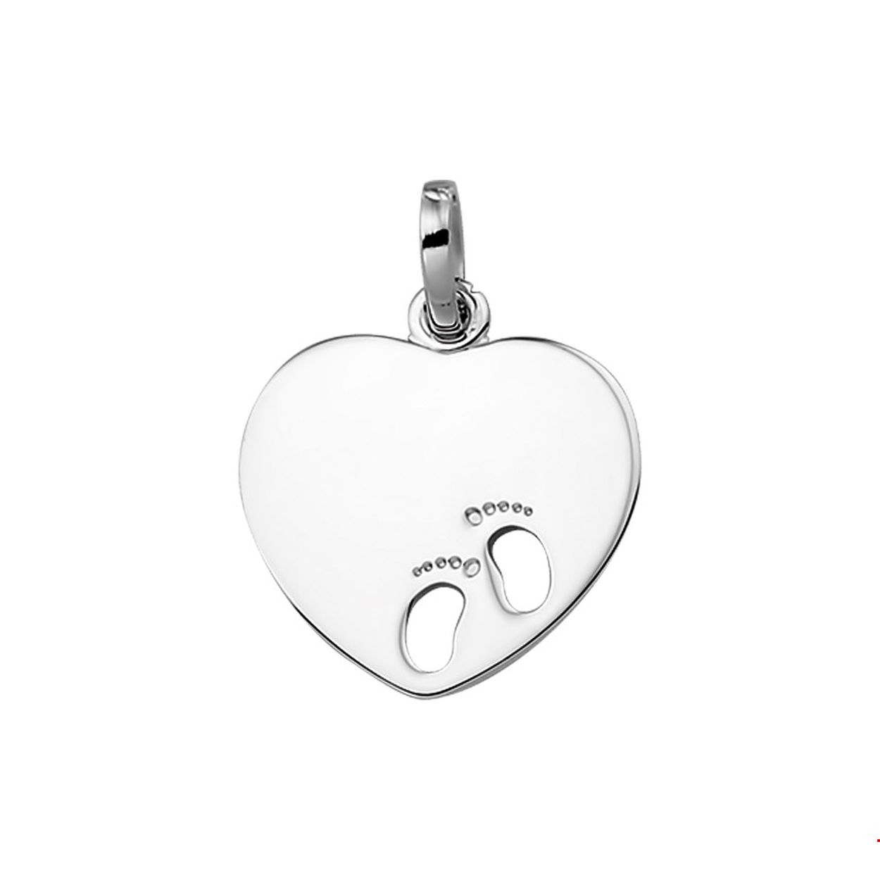 U kunt verderop in de opmerkingen kolom aangeven of u een gravure wenst. U mag dit eventueel ook e-mailen of doorbellen. 

Beschrijving: Zilveren graveerhart met gestanste kindervoetjes. 
Doelgroep: unisex
Breedte: 20 mm
Hoogte: 18.5 mm