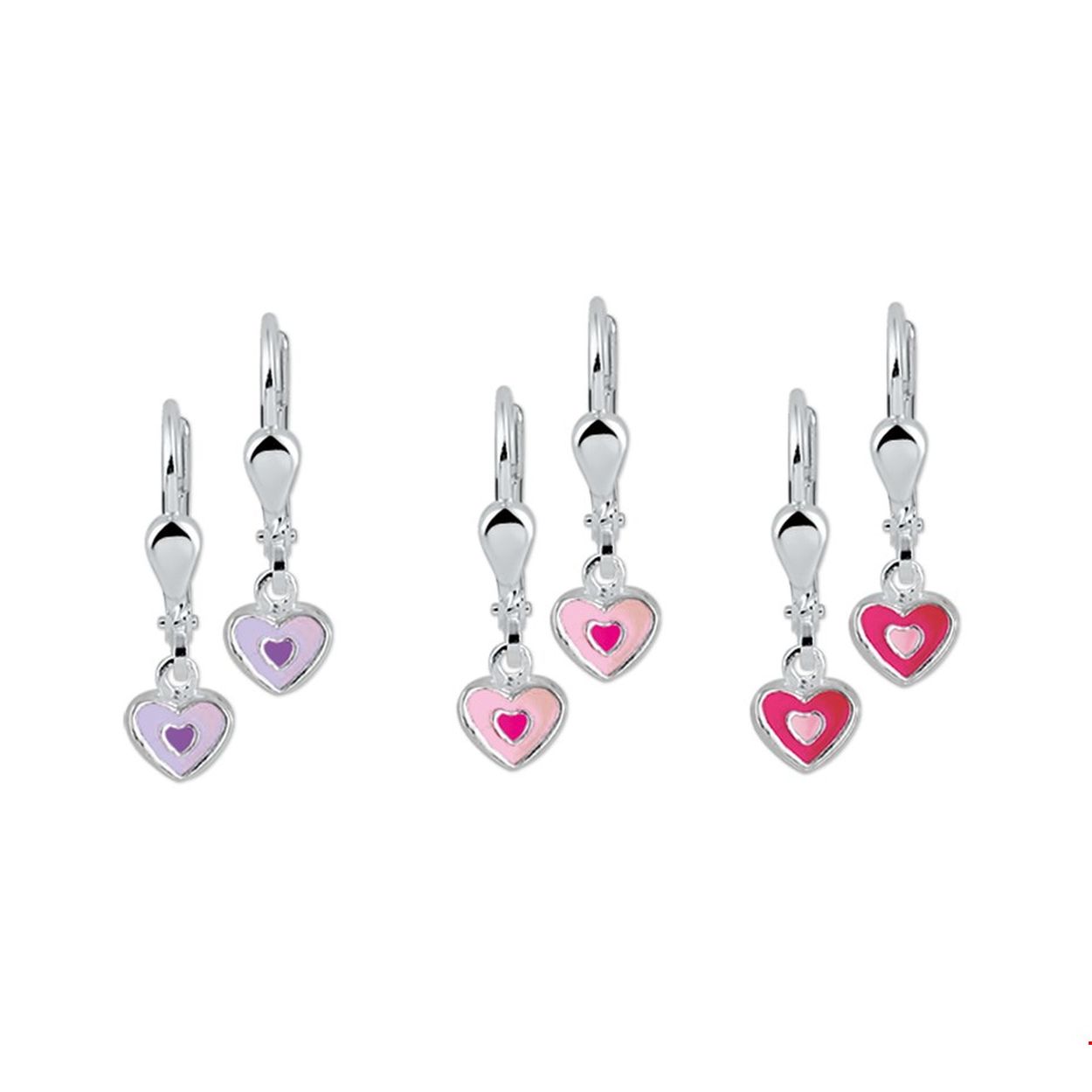 Zilver hartjes oorhanger kleur