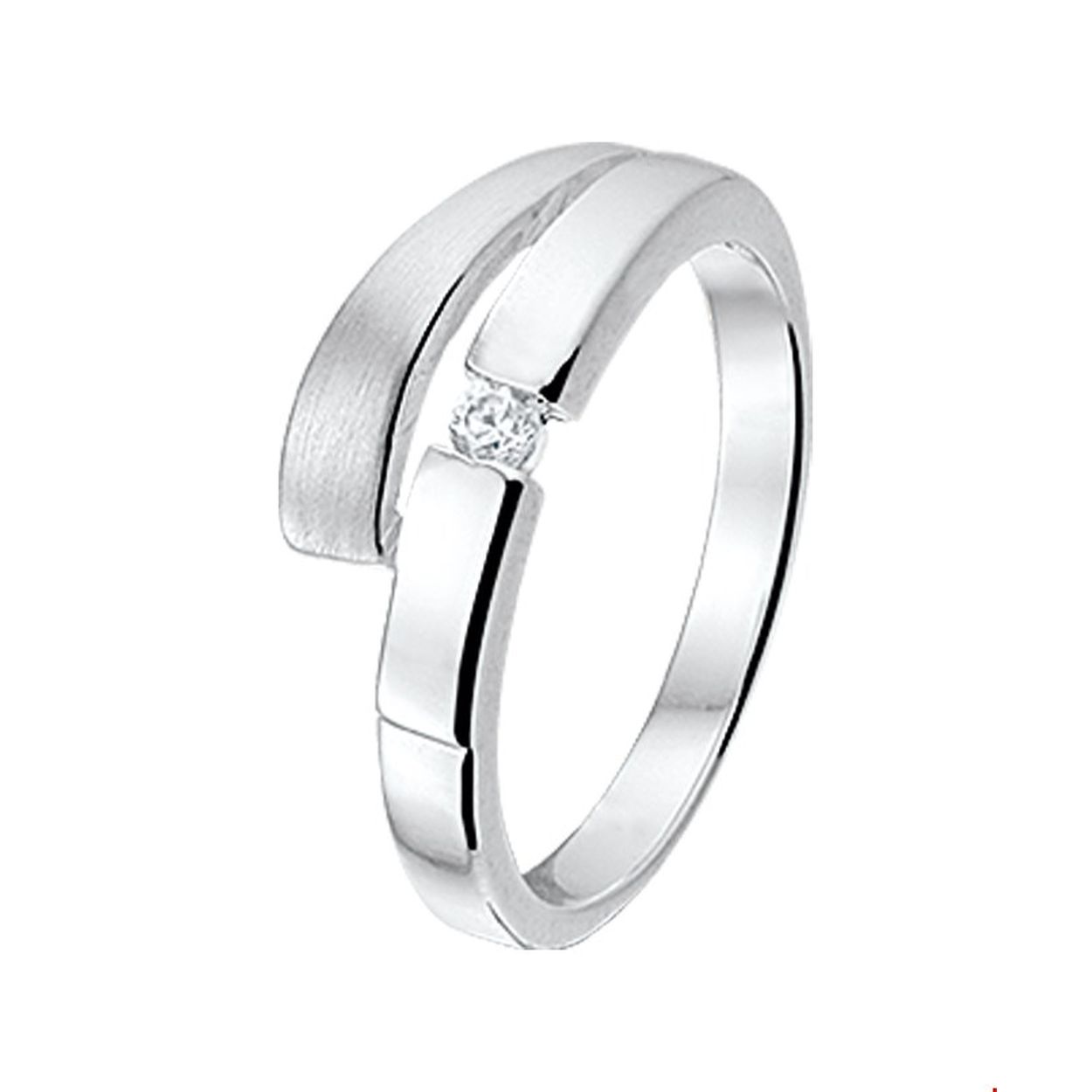 Zilveren ring met zirkonia en een poli/matte afwerking.

Gender: dames
Ringmaat: 18.00 mm (57)
Breedte: 7 mm
Zetting: solitaire (span zetting)