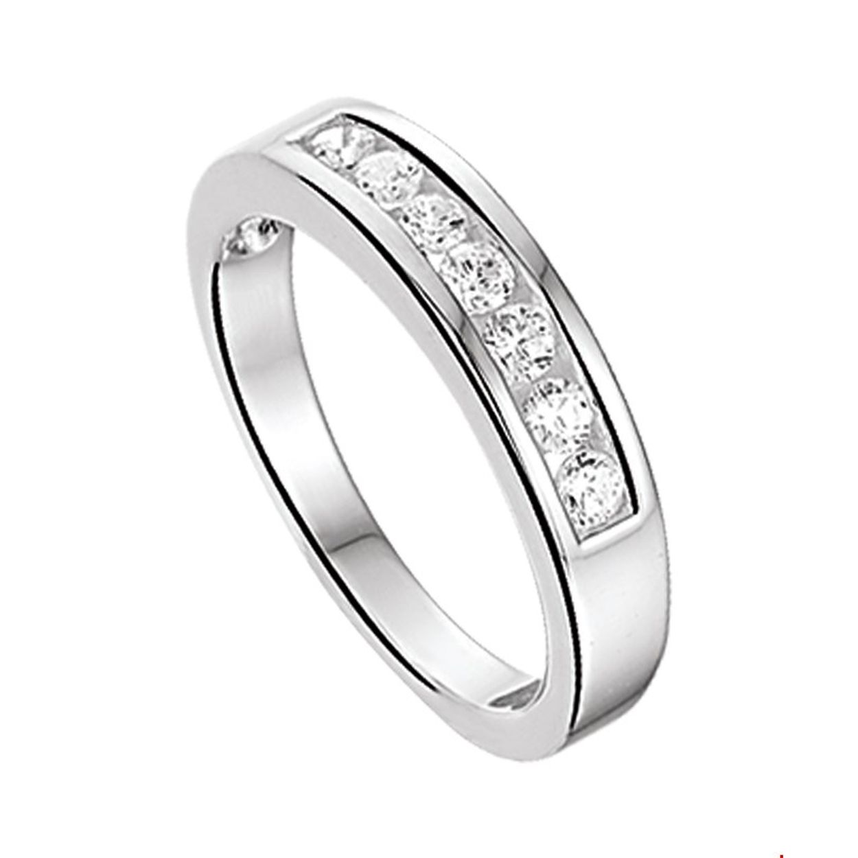 Zilveren ring met zirkonia.

Gender: dames
Ringmaat: 18.50 mm (58)
Breedte: 4.5 mm
Zetting: alliance (rail zetting)
