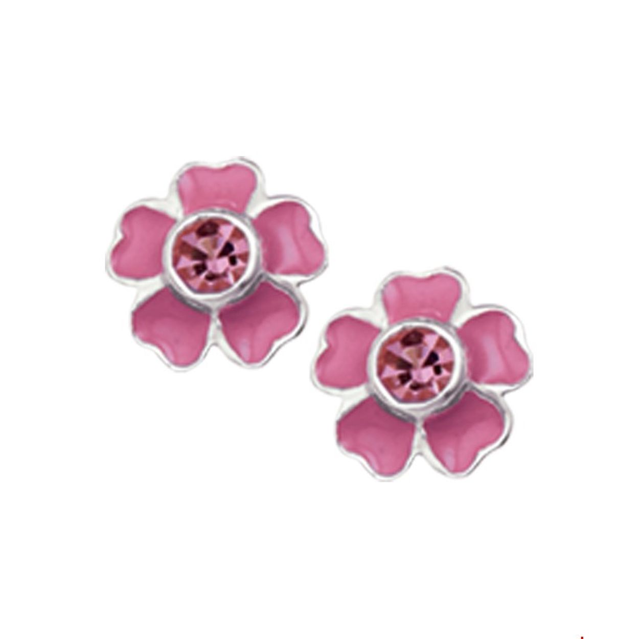 Zilveren oorknoppen met een bloem van roze emaille en zirkonia.
Doelgroep: kinderen
Breedte: 7 mm
Hoogte: 7 mm