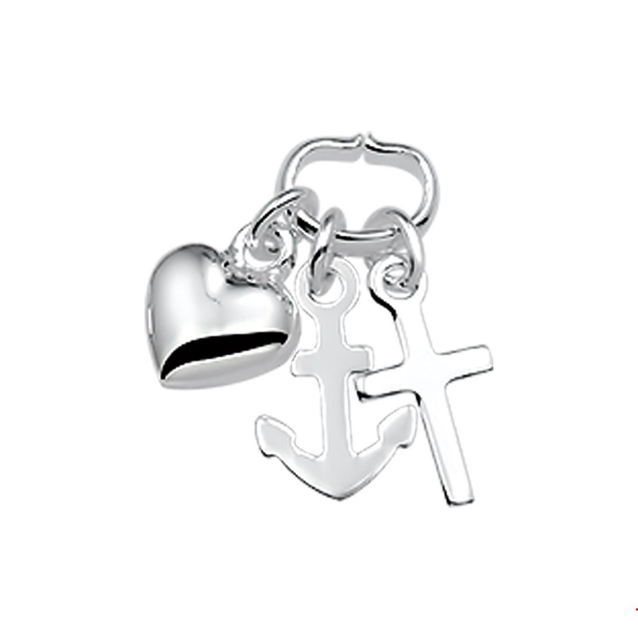 Beschrijving: Zilveren hanger met geloof hoop en liefde bedels. 
Doelgroep: unisex
Hoogte: 15 mm