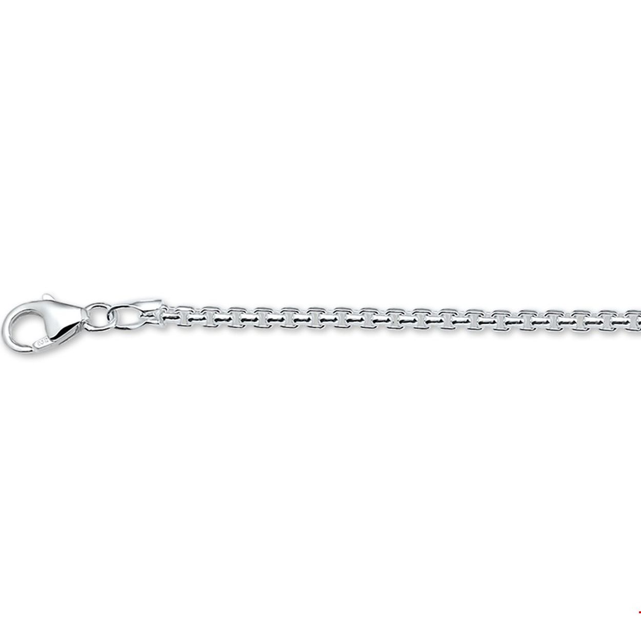 Zilveren collier met venetiaanse schakel.

Gender: unisex
Breedte: 2 mm
Langste lengte: 45 cm