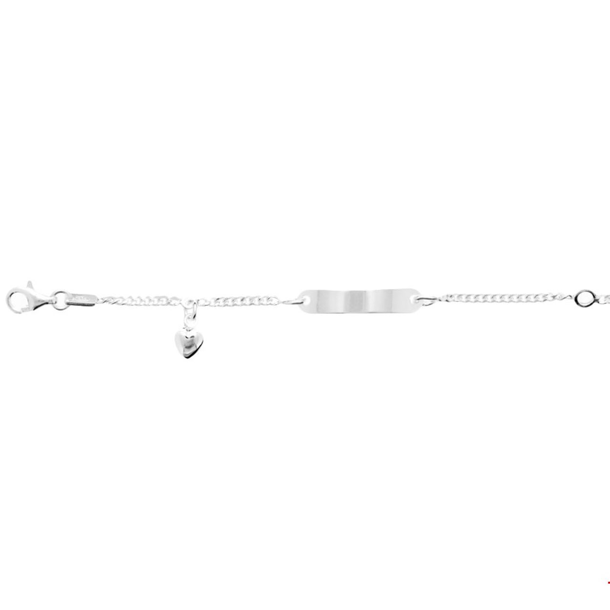 Beschrijving: Zilveren graveerarmband met een hartje. De lengte bedraagt 9cm met 2cm extensie. De breedte van de graveerplaat bedraagt 4mm.
Uniekenummer serie: 27624
Doelgroep: kinderen
Breedte: 4 mm
Kortste lengte: 9 mm
Langste lengte: 11 mm
